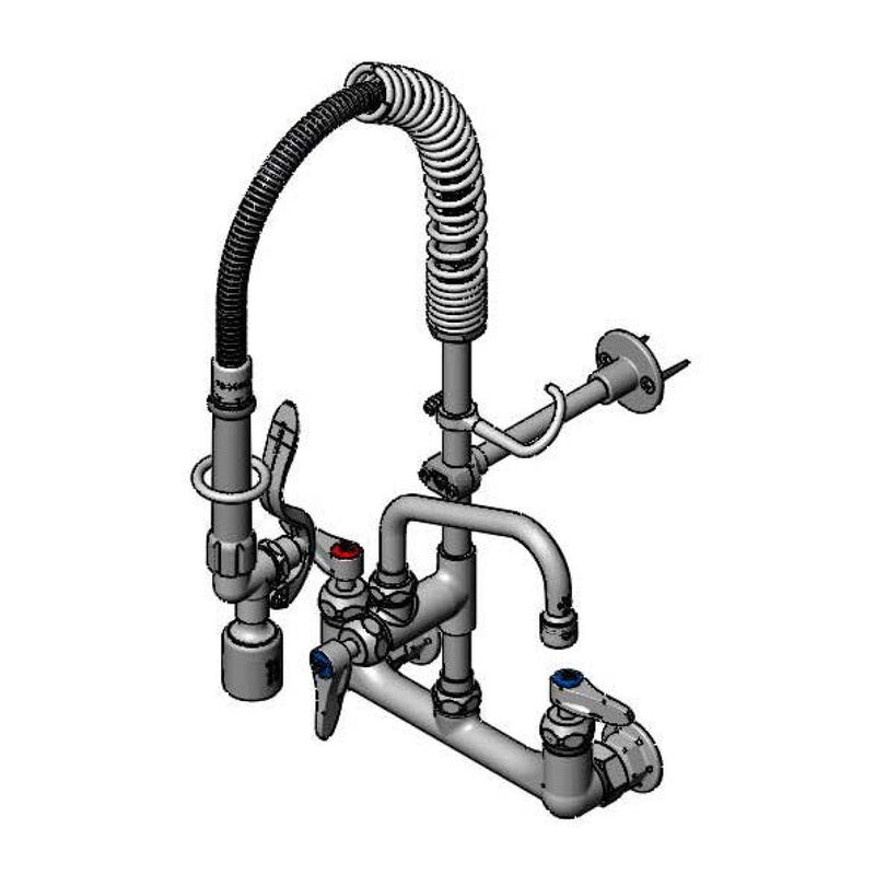 T&S Brass MPY-8WLN-06-CR 6" Swing Nozzle 8" Wall Mount Mini Pre-Rinse - Cerama Cartridges & Lever Handles