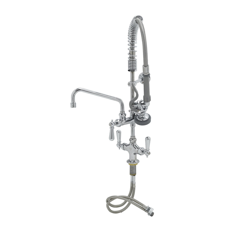 T&S Brass MPZ-2DCN-08-CR 8" Swing Nozzle Single Hole Deck Mount Mini Pre-Rinse - Club Handles & Cerama Cartridges