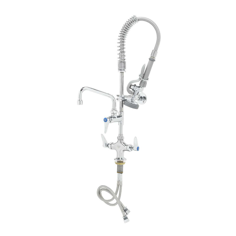 T&S Brass MPZ-2DLN-06 24-13/16" H Single Hole Deck Mount Mini Pre-Rinse - 6" Swing Nozzle & Lever Handles
