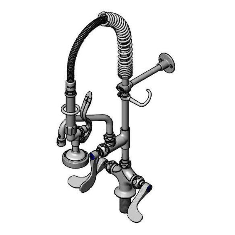 T&S Brass MPZ-2DWN-06 6" Swing Nozzle Single Hole Deck Mount Mini Pre-Rinse - 4" Wrist Handles & Eterna