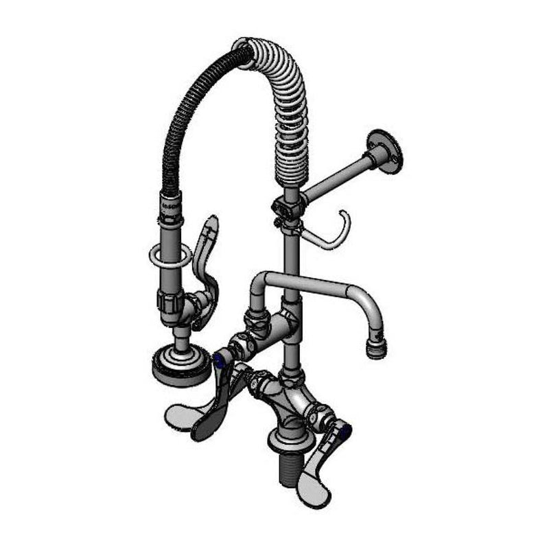 T&S Brass MPZ-2DWN-08 8" Swing Nozzle Single Hole Deck Mount Mini Pre-Rinse - Wrist Handles & Eterna