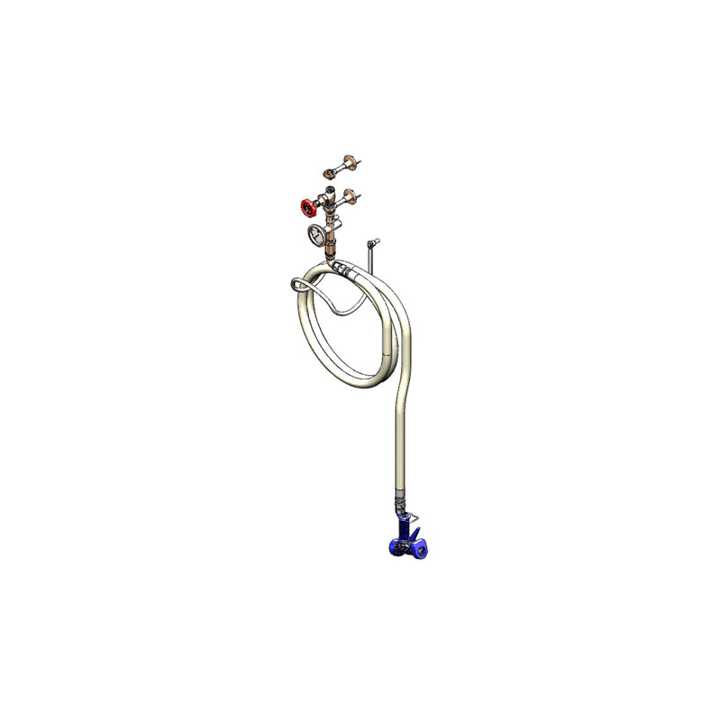 T&S Brass MV-1907-11CW 1/2" Washdown Station - Valve, Thermometer, 50' Creamery Hose & Water Gun