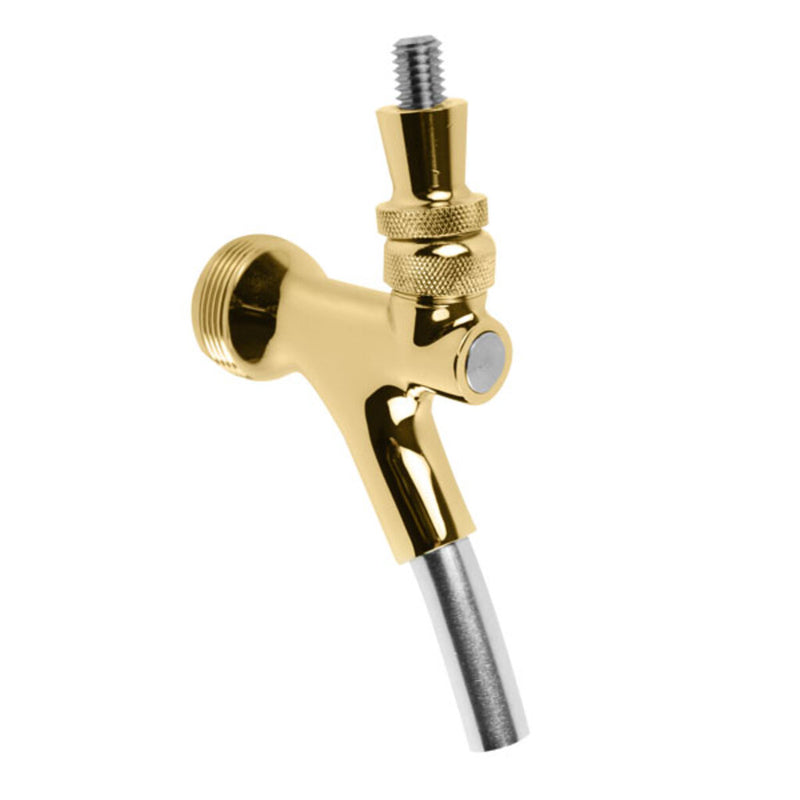 Micro Matic MM902 Gold Plated Draft Beer Faucet - Standard USA Thread, Brass Body