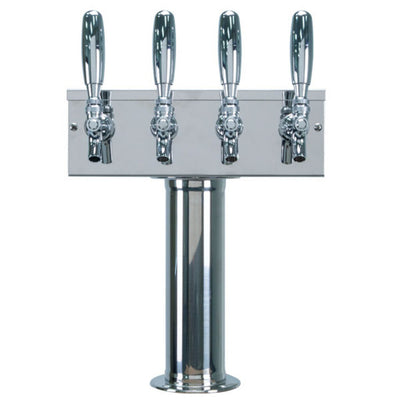 Micro Matic D7744PSS 12 Inch Air Cooled Draft Beer Tower Countertop Stainless Steel with Four Faucets