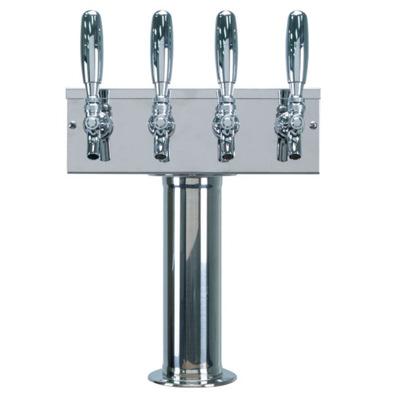 Micro Matic D7744PSS 12 Inch Air Cooled Draft Beer Tower Countertop Stainless Steel with Four Faucets