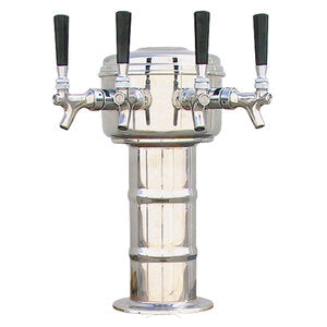 Micro Matic MTM-4PSS 7-5/16 Inch Diameter Air Cooled Draft Beer Tower Stainless Steel with Four Faucets