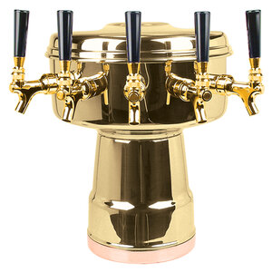 Micro Matic MTB-5BR 12 Inch Diameter Air-Cooled Draft Beer Tower Countertop Brass Finish