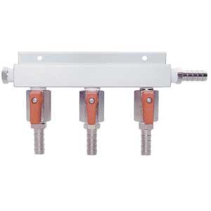 Micro Matic 751-018 Gas Distributor Manifold 3-way 45 Degree Aluminum