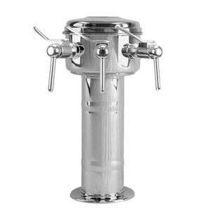 Micro Matic MTM-3PSS-W 7-5/16 Inch Countertop Draft Wine Dispensing Tower Stainless Steel with 3 Faucets