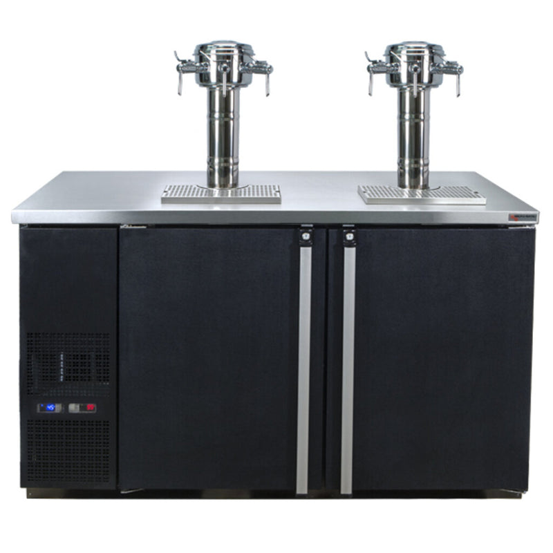 Micro Matic MDD58W-E-D Pro-Line™ Wine 6 Tap Commercial Kegerator, 2 Sommelier Towers, 59-1/2", Black Vinyl