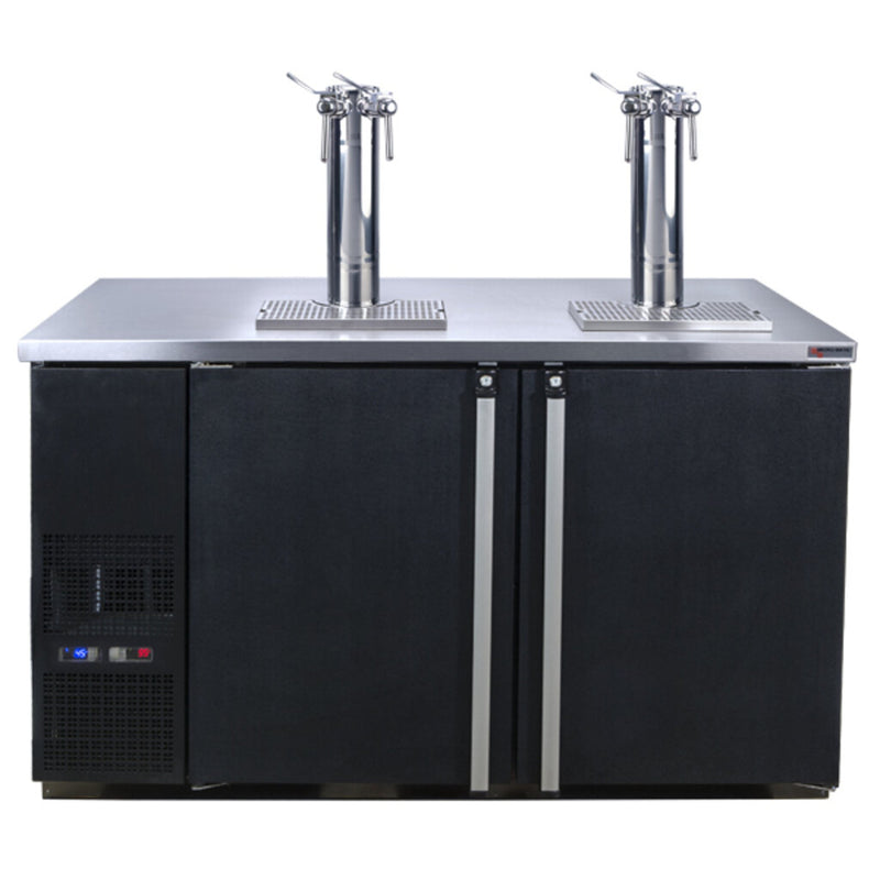 Micro Matic MDD58W-E-A Pro-Line™ Wine Quad Tap Kegerator, 2 Finesse Towers, 59-1/2", Black Vinyl