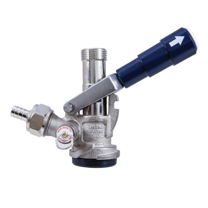 Micro Matic 7485BB-B "D" System Keg Coupler - Chrome Plated Brass, Blue Handle