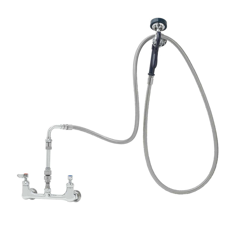 T&S Brass P3-8WESV-00M-CR 96" SS Hose 8" Wall Mount Pet Grooming Faucet - Cerama Cartridges & Vacuum Breaker