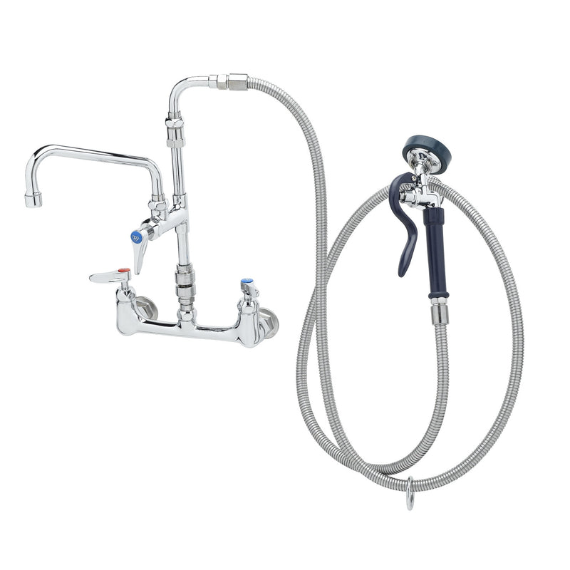 T&S Brass P3-8WESV-08M-CR 8" Swing Nozzle 8" Wall Mount Pet Grooming Faucet - 96" SS Hose & Cerama Cartridges