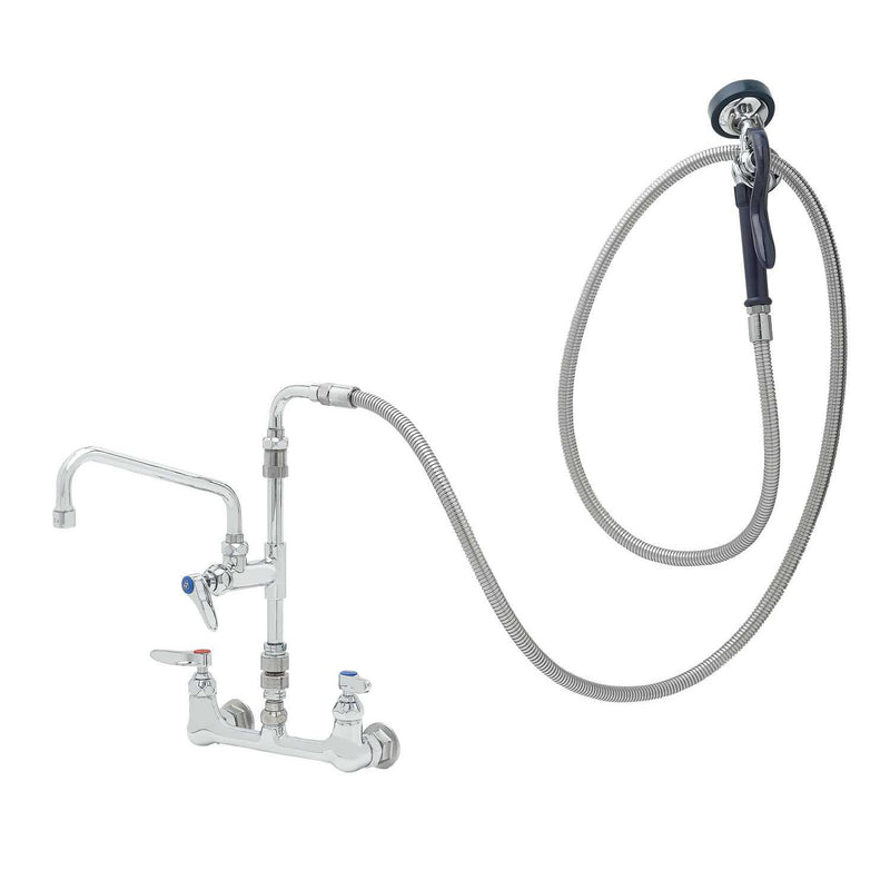 T&S Brass P3-8WESV-08M 8" Swing Nozzle 8" Wall Mount Pet Grooming Faucet - 96" SS Hose & Eterna Cartridges