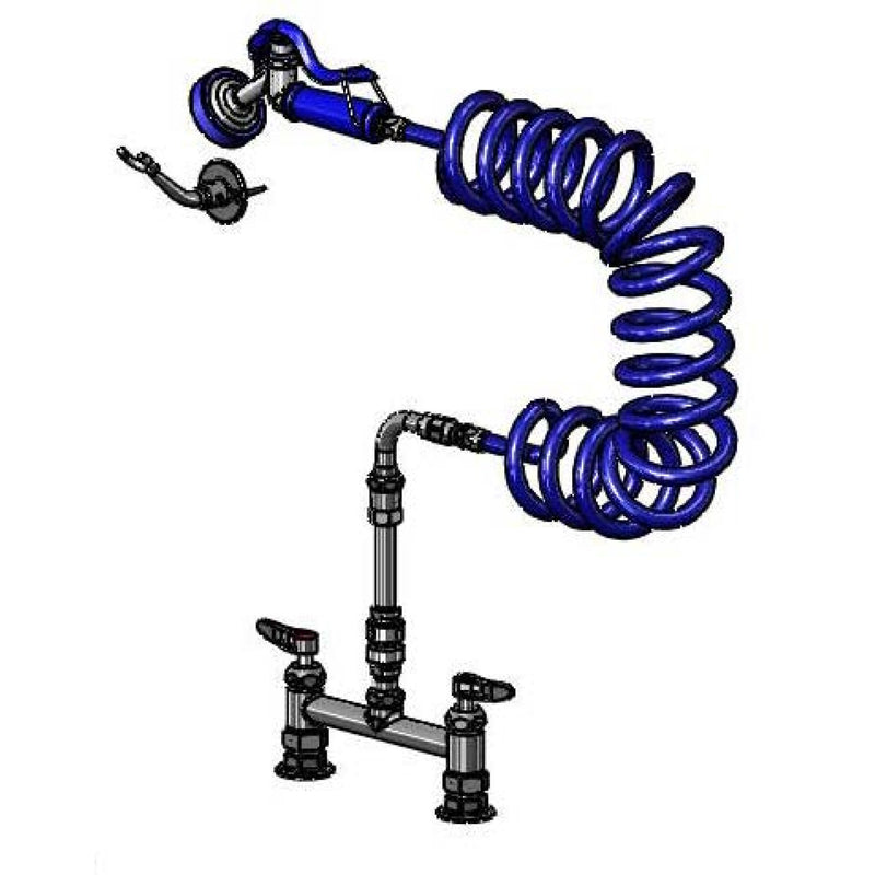 T&S Brass PG-8DESV00ZCJZF 8" Deck Mount Pet Grooming Faucet - 9' Coiled Hose & Cerama Cartridges
