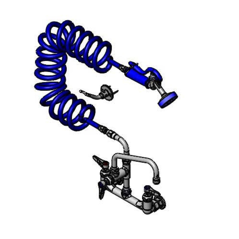 T&S Brass PG-8WSAN-08 8" Wall Mount Pet Grooming Unit - 8" Add-On Nozzle, Coiled Hose & Aluminum Spray Valve
