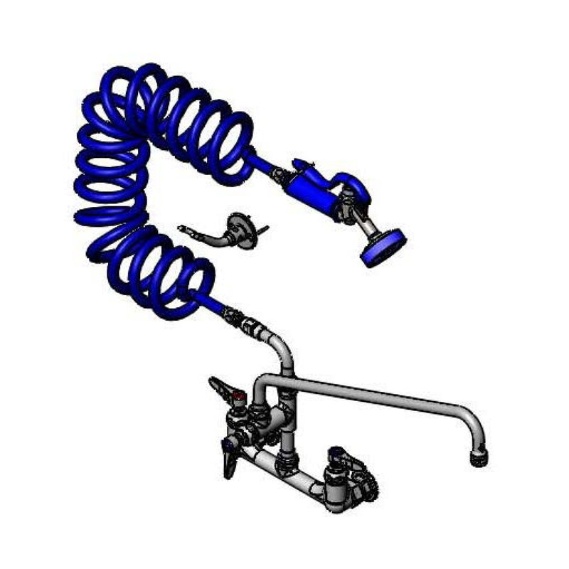 T&S Brass PG-8WSAN-18 8" Wall Mount Pet Grooming Unit - 18" Add-On Nozzle, Coiled Hose & Aluminum Spray Valve