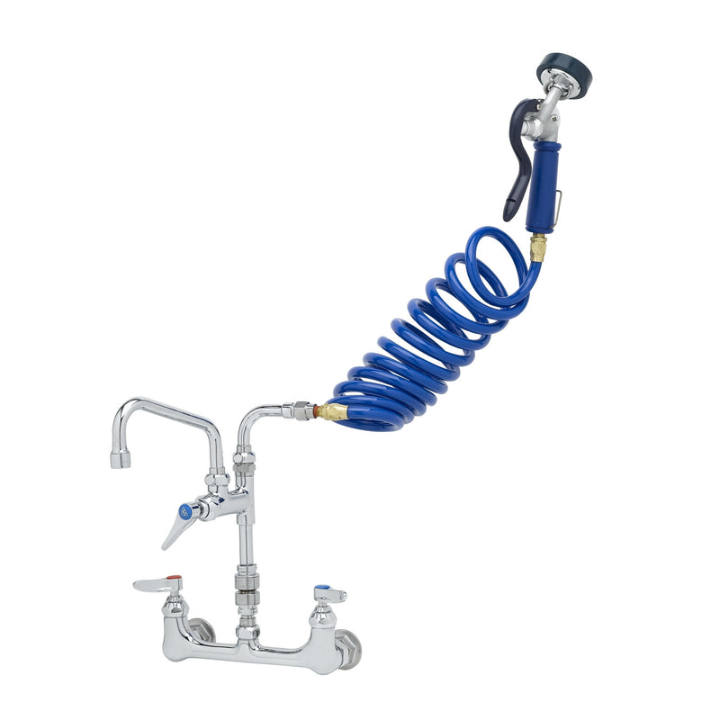 T&S Brass PG-8WSAV-06 8" Wall Mount Pet Grooming Faucet - 6" Add-On Nozzle, Aluminum Spray Valve & Vacuum Breaker