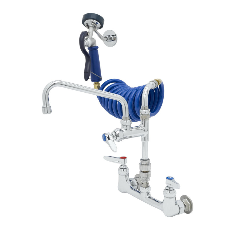 T&S Brass PG-8WSAV-10 8" Wall Mount Pet Grooming Faucet - 10" Add-On Nozzle, Aluminum Spray Valve & Vacuum Breaker