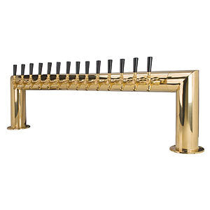 Micro Matic PT4A-14PVDKR 53 Inch Glycol Cooled Draft Beer Tower Countertop with Brass Finish