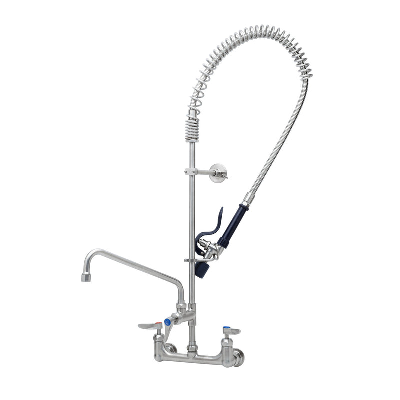 T&S Brass S-0133-12-CR-BJ 8" Wall Mount EverSteel Pre-Rinse Unit - 12" Nozzle & S-0107-J 1.07 GPM Valve