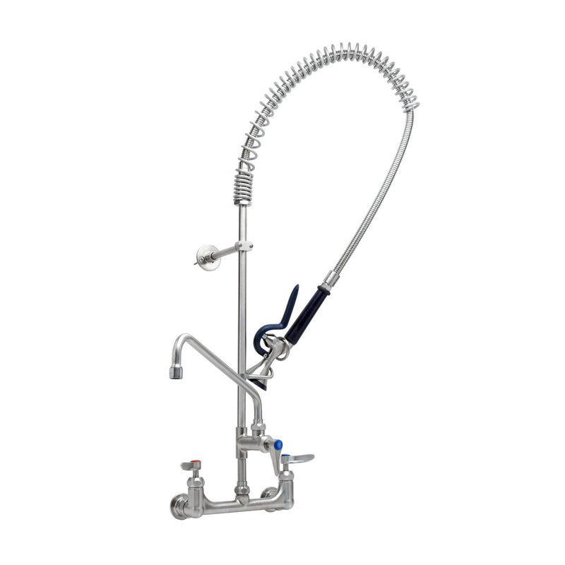T&S Brass S-0133-12-CR-BY 8" Wall Mount EverSteel Pre-Rinse Unit - 12" Nozzle & S-0107-Y Spray Valve