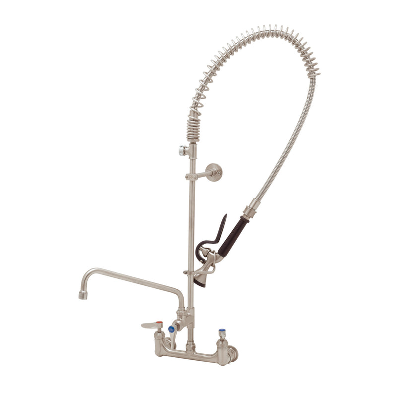 T&S Brass S-0133-12-CR-BYS-TGH 8" Wall Mount EverSteel Pre-Rinse Unit - 12" Nozzle, Accessory Tee & Cerama