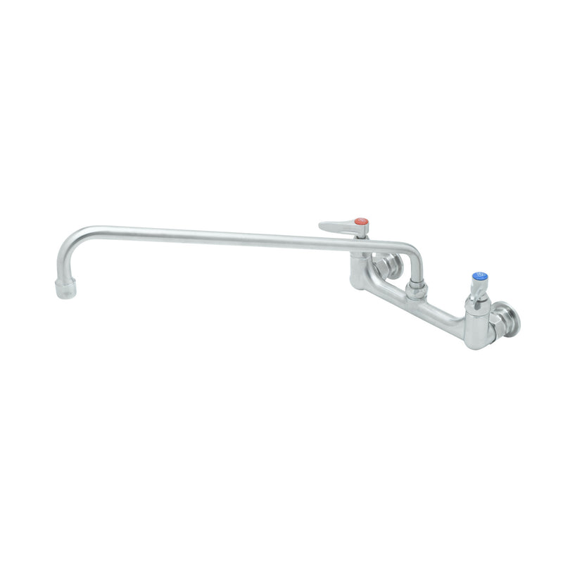 T&S Brass S-0230 18" Swing Nozzle Stainless Steel Double Pantry Faucet - 8" Wall Mount Centers