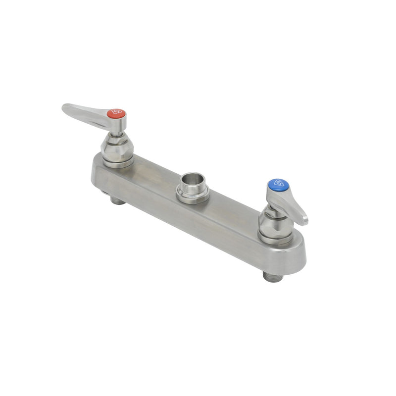 T&S Brass S-1120-LN 8" Deck Mount Stainless Steel Faucet Base - Less Nozzle (1/2" NPT Male Inlets)