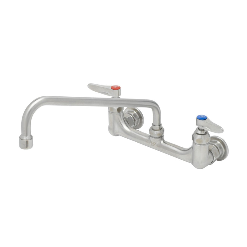 T&S Brass S-2299 8" Wall Mount Double Pantry Faucet - 14" Swing Nozzle & Stainless Steel Construction