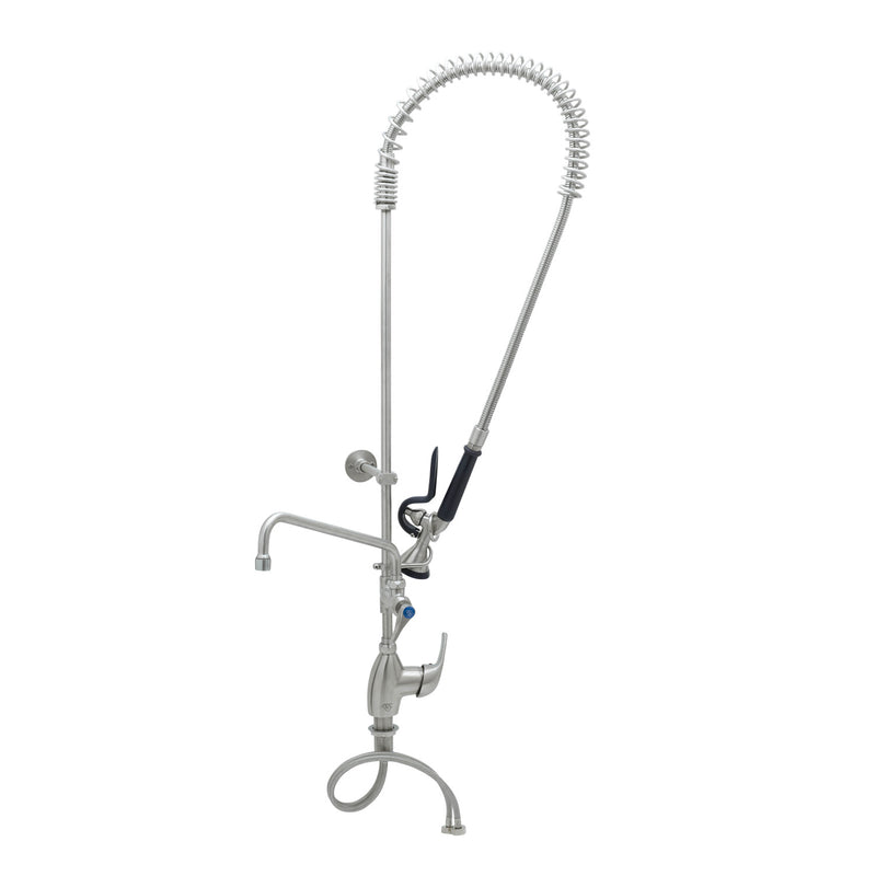 T&S Brass S-2780-A12-BY 12" Swing Nozzle Stainless Steel Pre-Rinse Unit - Single Lever Deck Mount & S-0107-Y Valve