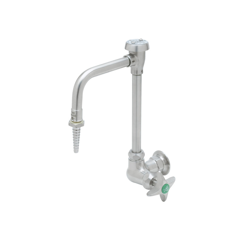 T&S Brass SL-5710-08CR 8" Stainless Steel Wall Mount Lab Faucet - Gooseneck w/ Vacuum Breaker & 4-Arm Handle