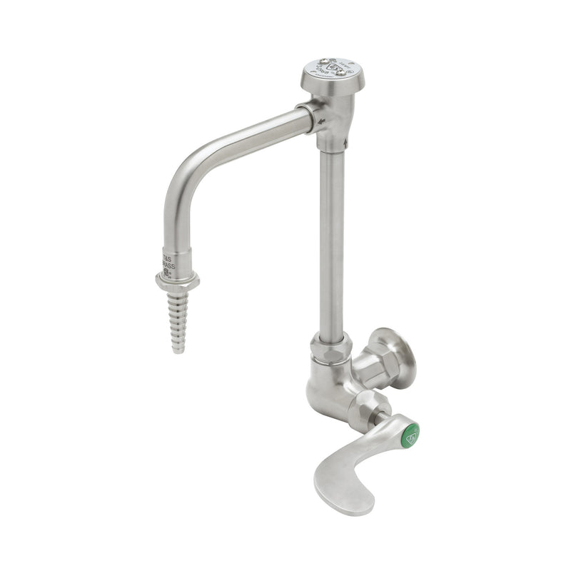 T&S Brass SL-5710-08CRWH4 8" Stainless Steel Wall Mount Lab Faucet - Gooseneck w/ Vacuum Breaker & Wrist Action
