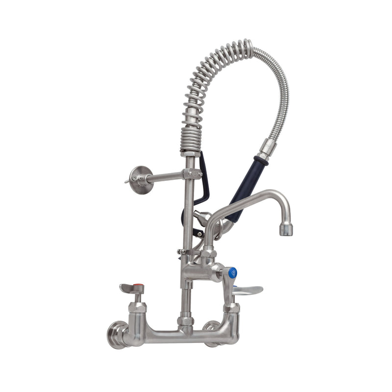 T&S Brass SMPF-8WLN-06-CR 8" Wall Mount Mini Pre-Rinse Unit - 6" Nozzle & Rough Chrome S-0107-Y Valve