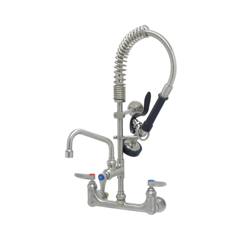 T&S Brass SMPK-8WLN-06 8" Wall Mount Stainless Steel Mini Pre-Rinse - 6" Nozzle & S-0107 Valve