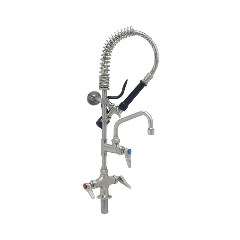 T&S Brass SMPM-2DLN-06 6" Swing Nozzle Stainless Steel Mini-Pre-Rinse - Dual Handle Deck Mount