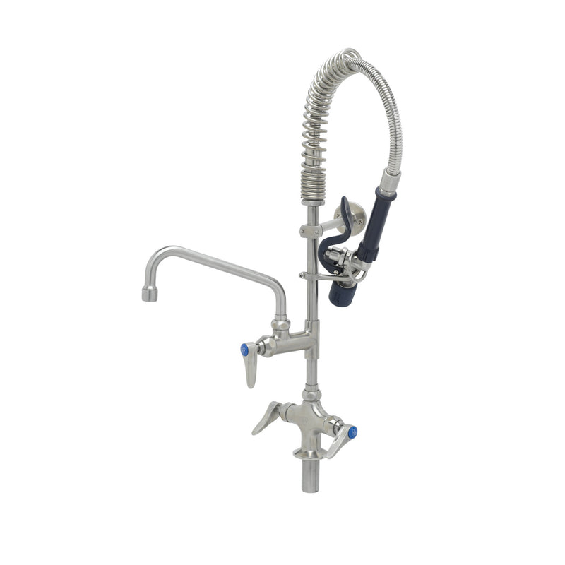 T&S Brass SMPM-2DLN-08 8" Swing Nozzle Stainless Steel Mini-Pre-Rinse - Dual Handle Deck Mount