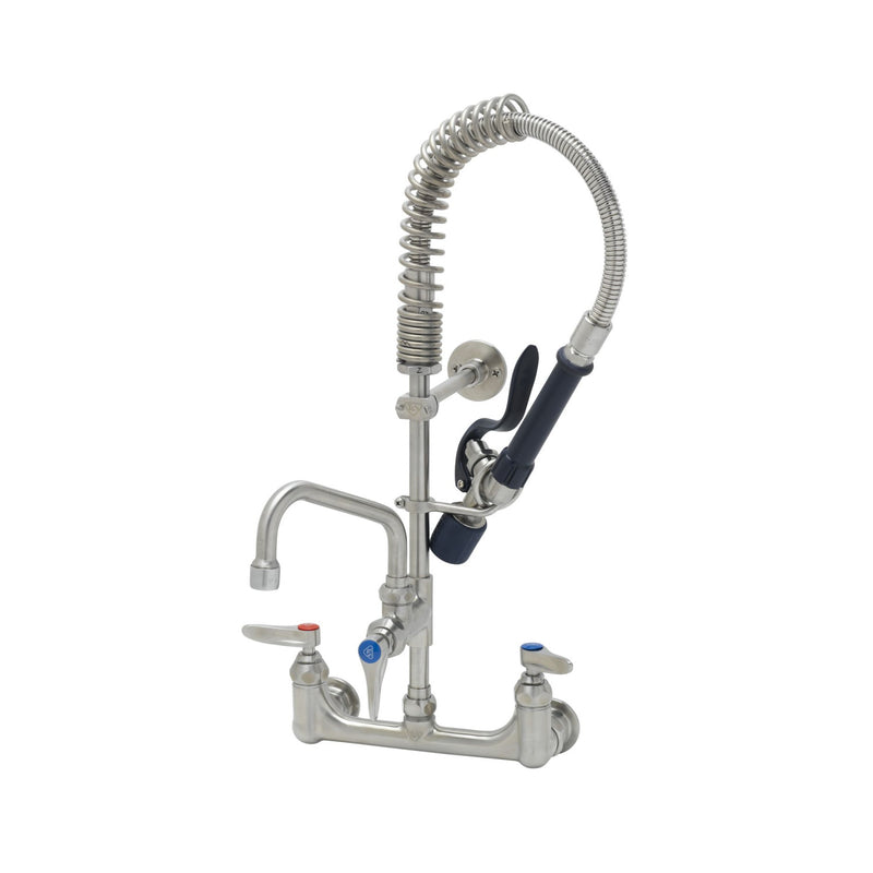 T&S Brass SMPM-8WLN-06 8" Wall Mount Stainless Steel Mini Pre-Rinse - 6" Nozzle & S-0107-J Valve