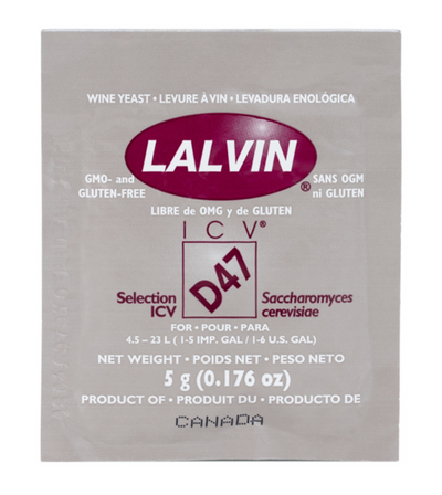 Lalvin ICV-D47 Wine Yeast - 5g Sachet for Full-Bodied White Wines