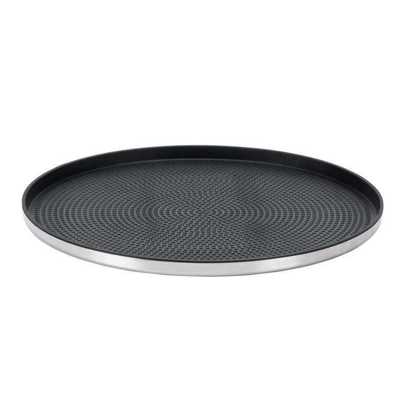 Modern Edge Medium 12" Round Serving Tray in Polished Stainless