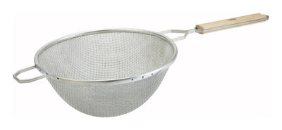 Winco MSTF-10D 10-1/4 Inch Diameter Fine Mesh Strainer with Wood Handle