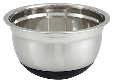 Winco MXRU-300 3 Quart Mixing Bowl with Non-slip Silicon Base Stainless Steel Mirror Finish