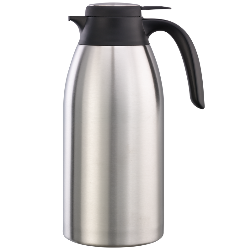 Flow Control 2-Liter Vacuum Insulated Carafe in Brushed Stainless and Black