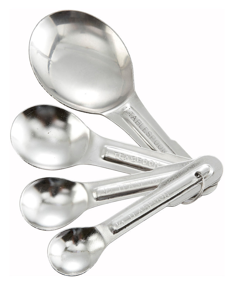 Winco MSP-4P 4-Piece Stainless Steel Measuring Spoons Set - Commercial Grade Kitchen & Lab Set