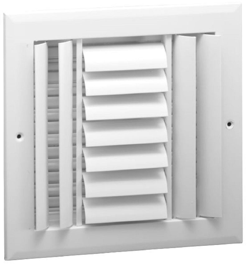 AirGuide CBOB3ME WH 10X10, 10x10 3-Way Curved Blade Ceiling Diffuser, White Aluminum Ceiling Air Vent