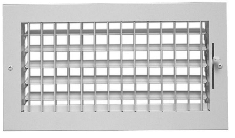 AirGuide VOB WH 20X08, 20x8 Single Deflection Vertical Fin Air Register, White Aluminum Sidewall & Ceiling Air Vent with Opposed Blade Damper