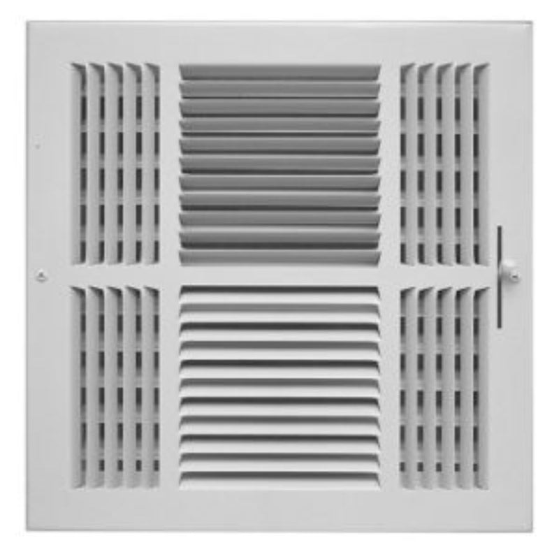 AirMate 01191212CW, 12x12 Air Register, White Steel Sidewall & Ceiling Air Vent