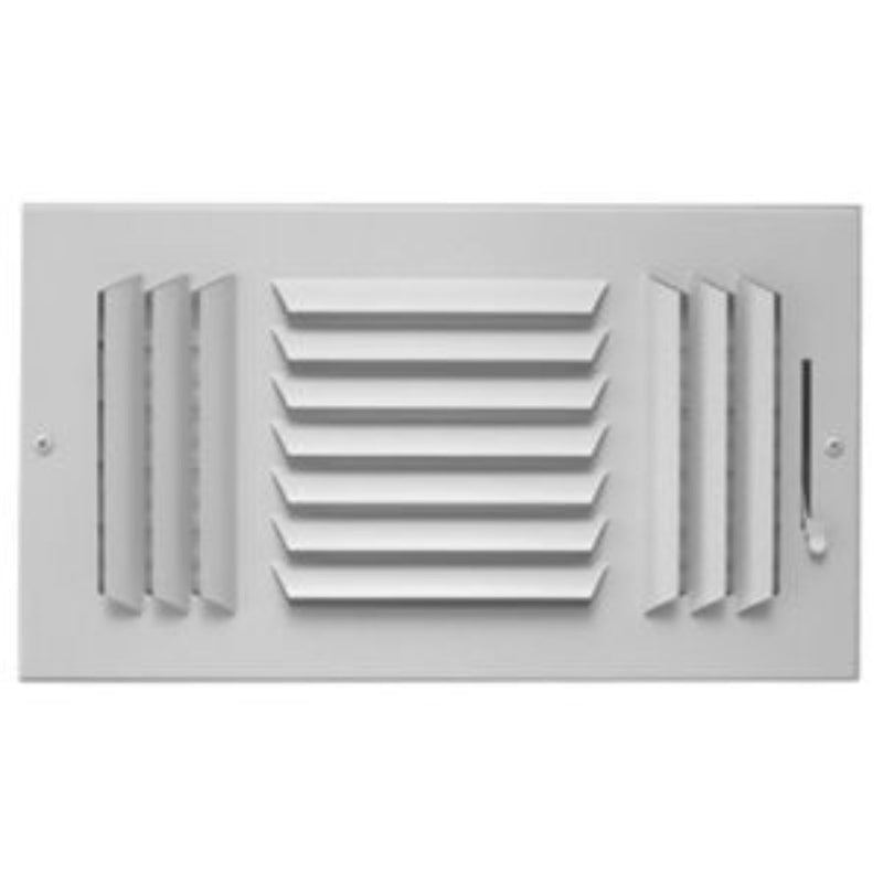 AirMate 03451406CW, 14x6 3-Way Air Register, White Steel Sidewall & Ceiling Air Vent with Multi-Shutter Damper