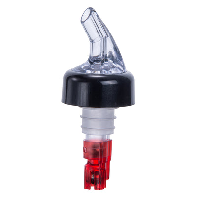 Winco PPA-100 1 Oz Measuring Pourer With Black Collar Plastic and Stainless Steel